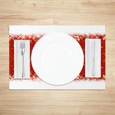 Lofaris Christmas Snowflake Set of 4 Placemats Red Sparkle Center with White Border Holiday Table Mats