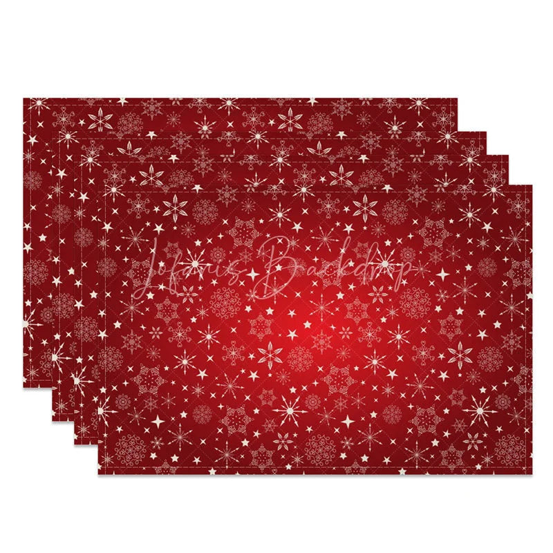 Lofaris Christmas Snowflake Set of 4 Placemats Red with White Snowflakes Winter Stars Holiday Table Mats