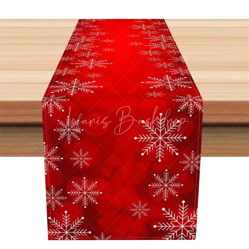 Lofaris Christmas Snowflake Table Runner Red with White Snowflakes Winter Holiday Decor