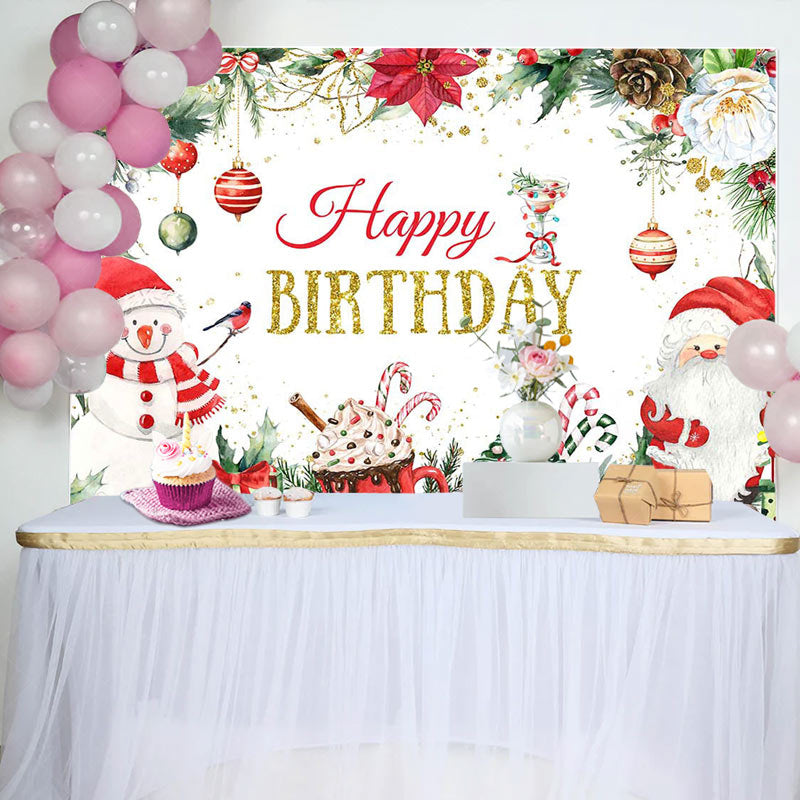 Lofaris Christmas Snowman Desserts Happy Birthday Backdrop