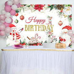 Lofaris Christmas Snowman Desserts Happy Birthday Backdrop