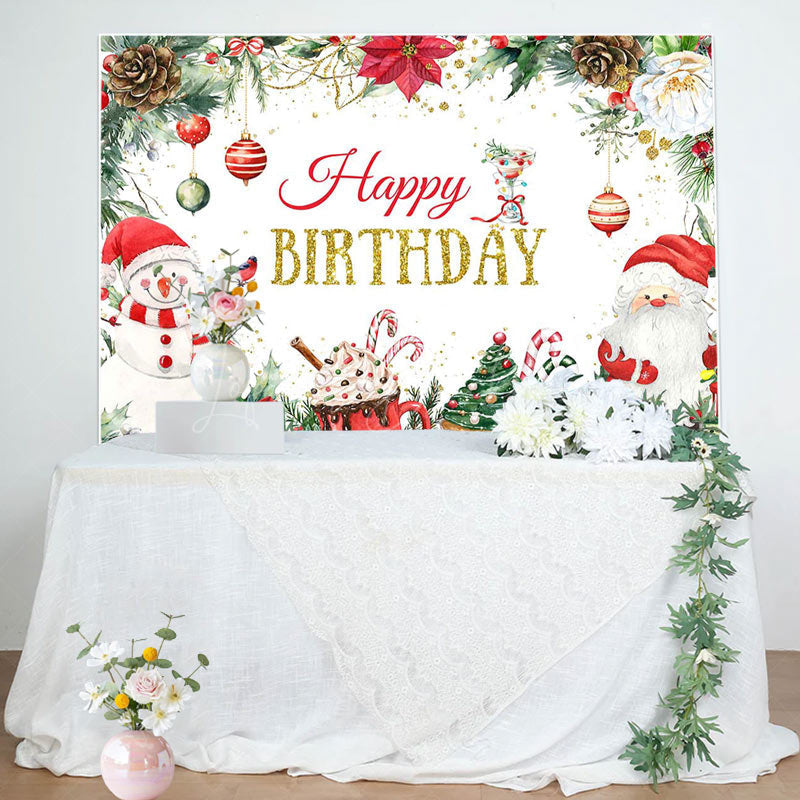Lofaris Christmas Snowman Desserts Happy Birthday Backdrop