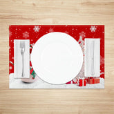 Lofaris Christmas Snowman Set of 4 Placemats Red Snowflake with White Xmas Tree Winter Holiday Table Mats Decor