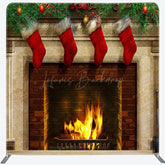 Lofaris Christmas Stocking Fireplace Tension Fabric Backdrop