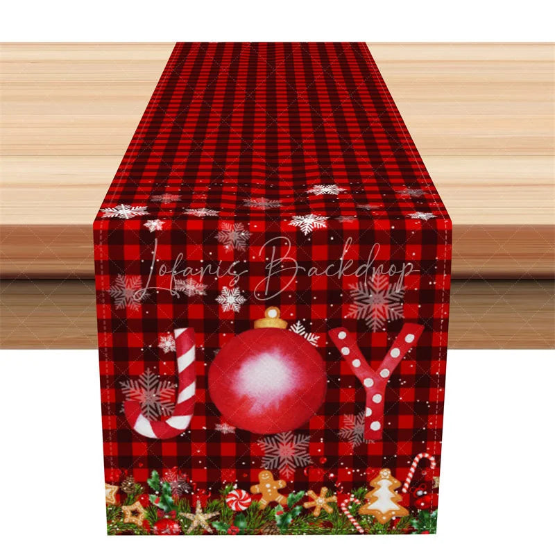 Lofaris Christmas Table Runner Red Buffalo Plaid Check Ornament Snowflake Farmhouse Holiday Decor
