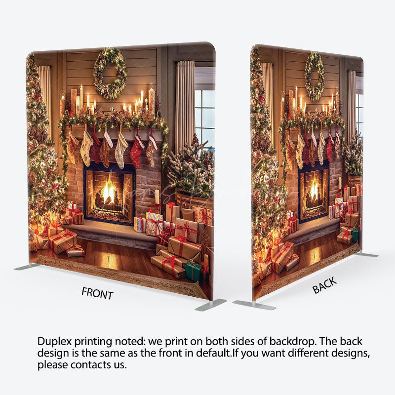Lofaris Christmas Tree Fireplace Stocks Pillow Case Backdrop