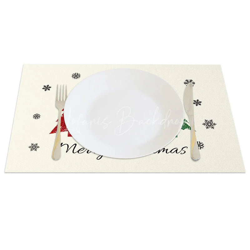 Lofaris Christmas Tree Set of 4 Placemats Leopard Plaid Trees Merry Farmhouse Table Mats Decor