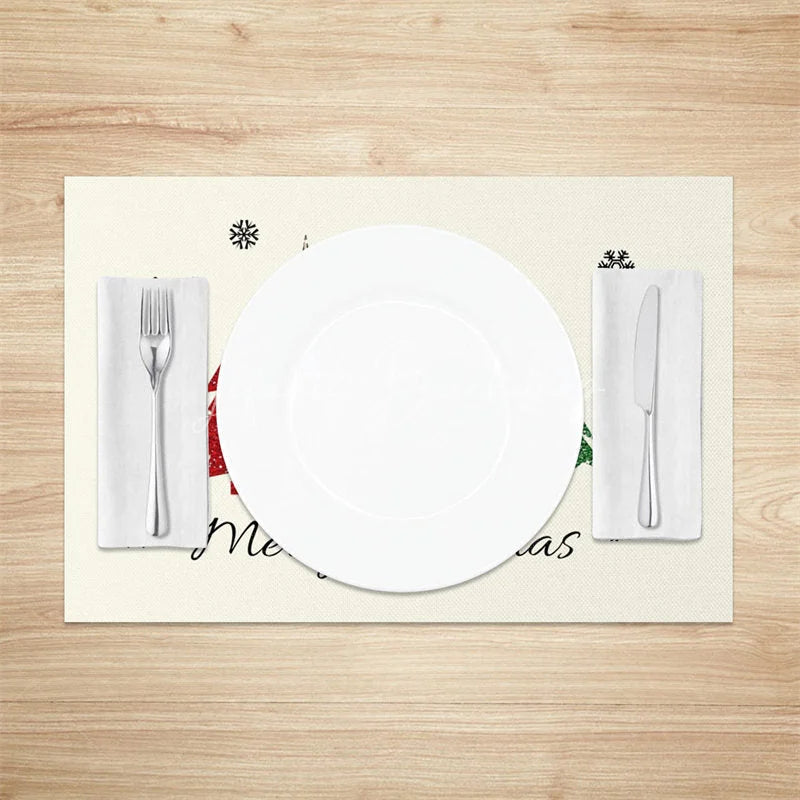 Lofaris Christmas Tree Set of 4 Placemats Leopard Plaid Trees Merry Farmhouse Table Mats Decor