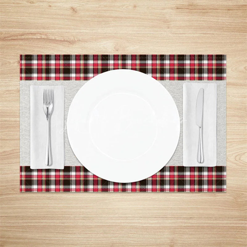Lofaris Christmas Tree Set of 4 Placemats Leopard Print Plaid Trees Modern Farmhouse Holiday Table Mats