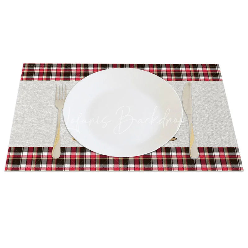 Lofaris Christmas Tree Set of 4 Placemats Leopard Print Plaid Trees Modern Farmhouse Holiday Table Mats