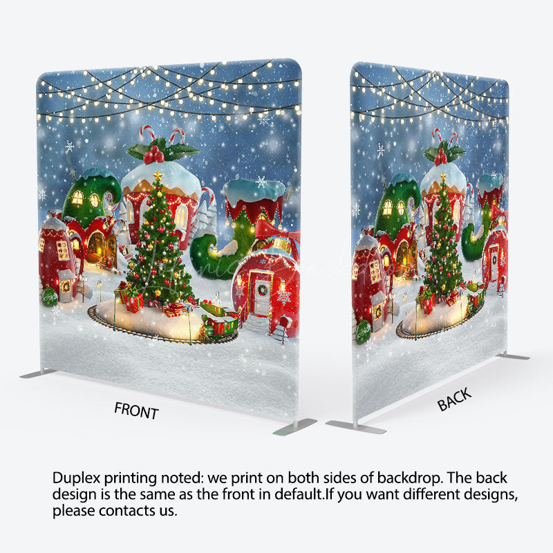 Lofaris Christmas Tree Snowflake Light Tension Fabric Backdrop