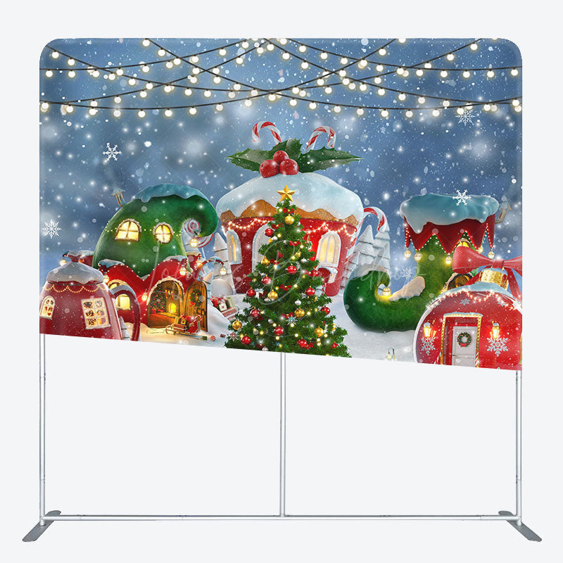 Lofaris Christmas Tree Snowflake Light Tension Fabric Backdrop