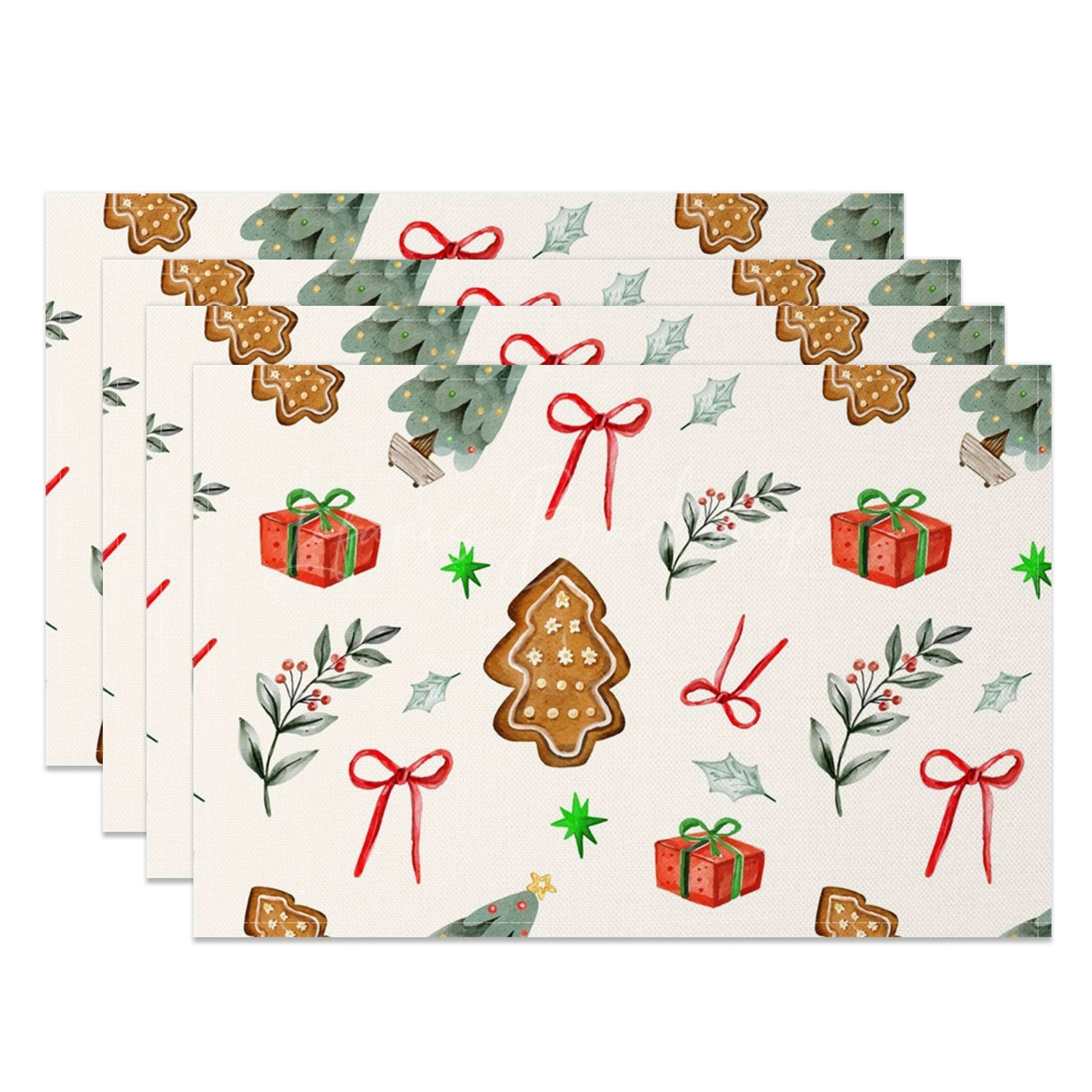 Lofaris Christmas Vibe Bow Tie Gift Tree Set Of 4 Placemats