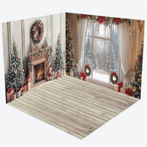 Lofaris Christmas Vibe Fireplace Window Room Set Backdrop