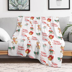 Lofaris Christmas Vibe Santa Elk Bells Custom Name Blanket