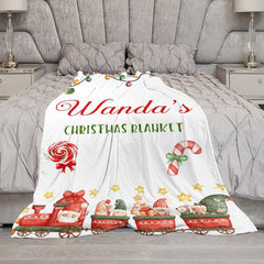 Lofaris Christmas Vibe Santa Truck White Custom Name Blanket