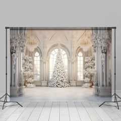 Lofaris Christmas Vibe White Luxury Window Room Set Backdrop