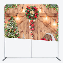 Lofaris Christmas Wooden Door Pillow Cover Backdrop