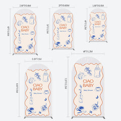 Lofaris Ciao Baby Blue Stripe Gender Reveal Arch Backdrop