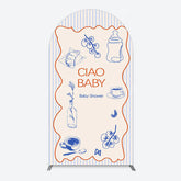 Lofaris Ciao Baby Blue Stripe Gender Reveal Arch Backdrop