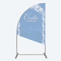 Lofaris Cielito Lindo Floral Blue Bridal Shower Half Moon Arch Backdrop