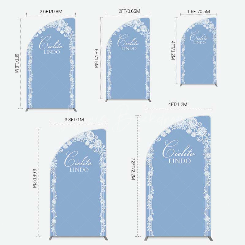 Lofaris Cielito Lindo Floral Blue Bridal Shower Half Moon Arch Backdrop