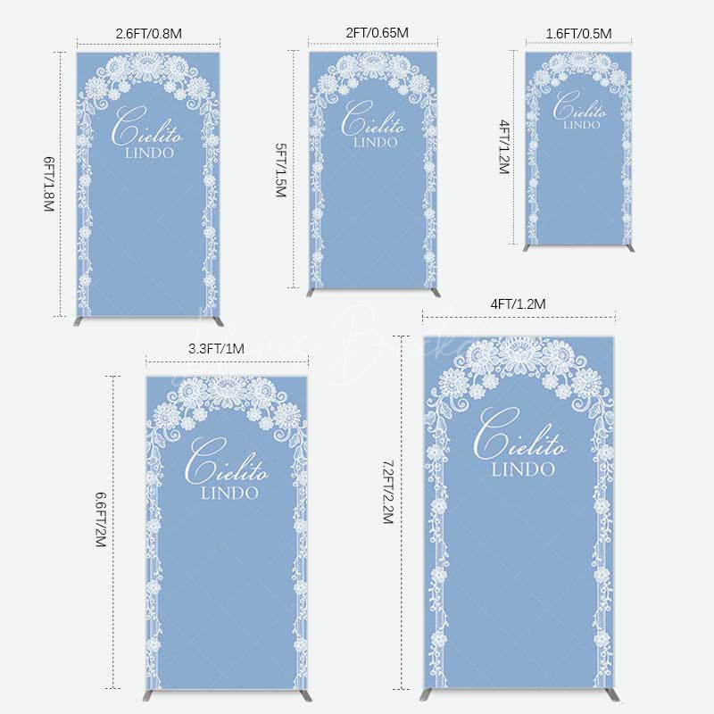 Lofaris Cielito Lindo Floral Blue Bridal Shower Rectangle Backdrop