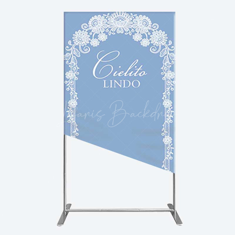 Lofaris Cielito Lindo Floral Blue Bridal Shower Rectangle Backdrop