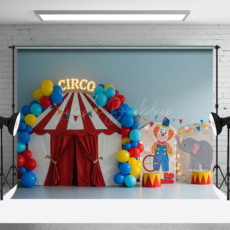 Lofaris Circo Tent Balloons Flags Cake Smash Photo Backdrop