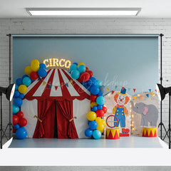 Lofaris Circo Tent Balloons Flags Cake Smash Photo Backdrop
