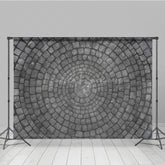 Lofaris Circular Cobblestone Floor Photography Backdrop Grey Stone Pavers Texture Studio Ground for Flat Lay Photos