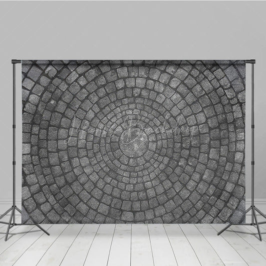 Lofaris Circular Cobblestone Floor Photography Backdrop Grey Stone Pavers Texture Studio Ground for Flat Lay Photos