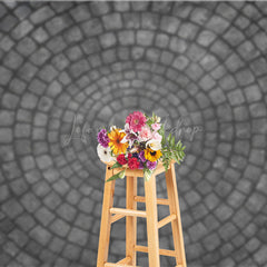 Lofaris Circular Cobblestone Floor Photography Backdrop Grey Stone Pavers Texture Studio Ground for Flat Lay Photos