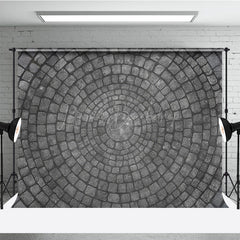 Lofaris Circular Cobblestone Floor Photography Backdrop Grey Stone Pavers Texture Studio Ground for Flat Lay Photos