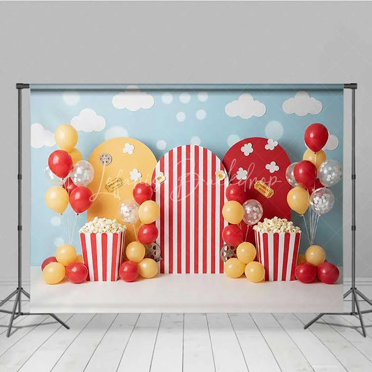 Lofaris Circus Cinema Popcorn Photography Backdrop Carnival Theme Birthday Party Banner