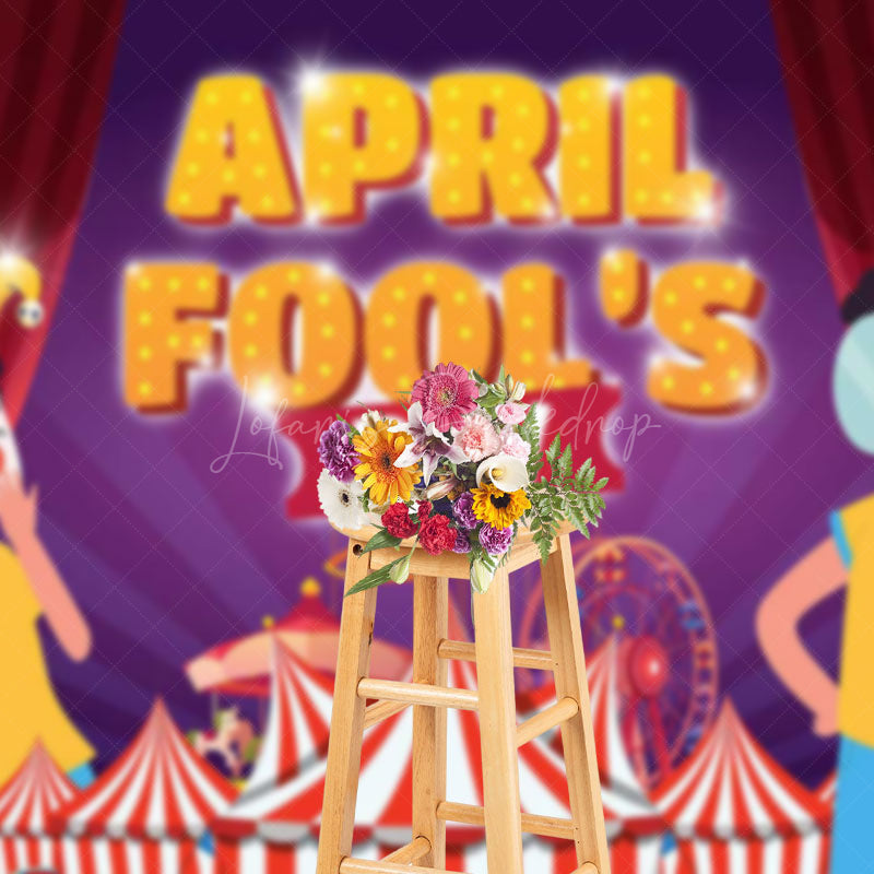 Lofaris Circus Curtain Stage Crown April Fools Day Backdrop