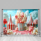 Lofaris Circus Popcorn Sweet Birthday Cake Smash Backdrop