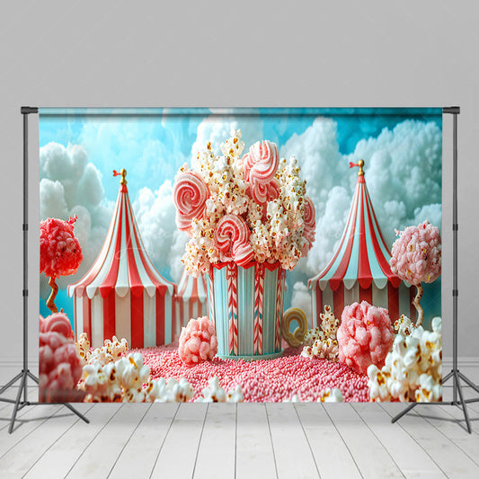 Lofaris Circus Popcorn Sweet Birthday Cake Smash Backdrop