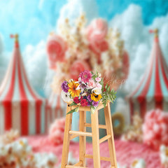 Lofaris Circus Popcorn Sweet Birthday Cake Smash Backdrop