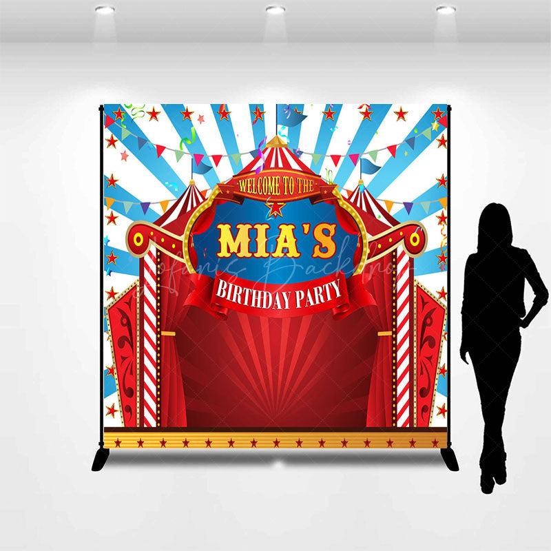 Lofaris Circus Stage Cartoon Custom Birthday Backdrop For Kid