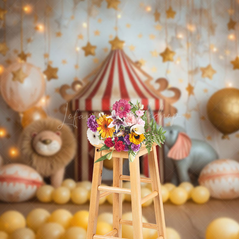 Lofaris Circus Star Lights Photography Cake Smash Backdrop