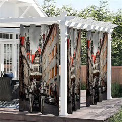 Lofaris City Path Horse Waterproof Printed Outdoor Curtains