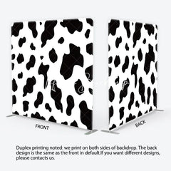 Lofaris Classic Black and White Cow Print Square Double-Sided Backdrop Farm Animal Theme Birthday Party Decor