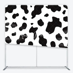 Lofaris Classic Black and White Cow Print Square Double-Sided Backdrop Farm Animal Theme Birthday Party Decor