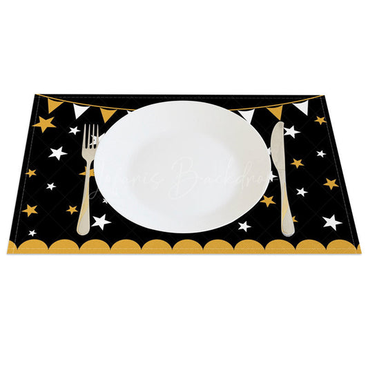 Lofaris Classic Black Gold Graduation Set of 4 Placemats