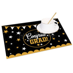 Lofaris Classic Black Gold Graduation Set of 4 Placemats