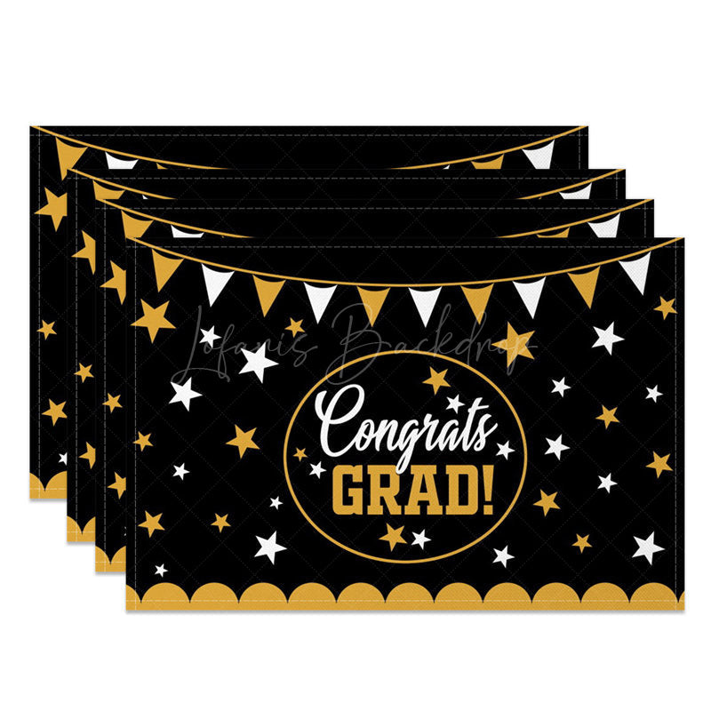 Lofaris Classic Black Gold Graduation Set of 4 Placemats