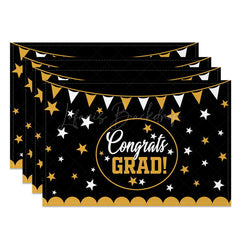 Lofaris Classic Black Gold Graduation Set of 4 Placemats
