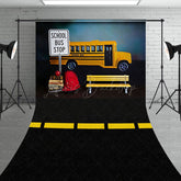 Lofaris Classic Bus Stop Back To School Photo Sweep Backdrop