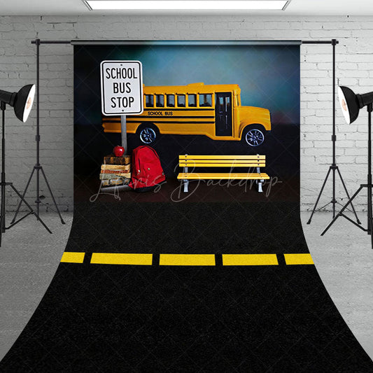 Lofaris Classic Bus Stop Back To School Photo Sweep Backdrop